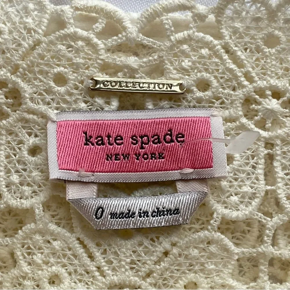 NWOT Kate Spade New York Ivory Daisy Lace Blouse Size 0